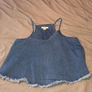 cropped denim flowy top
